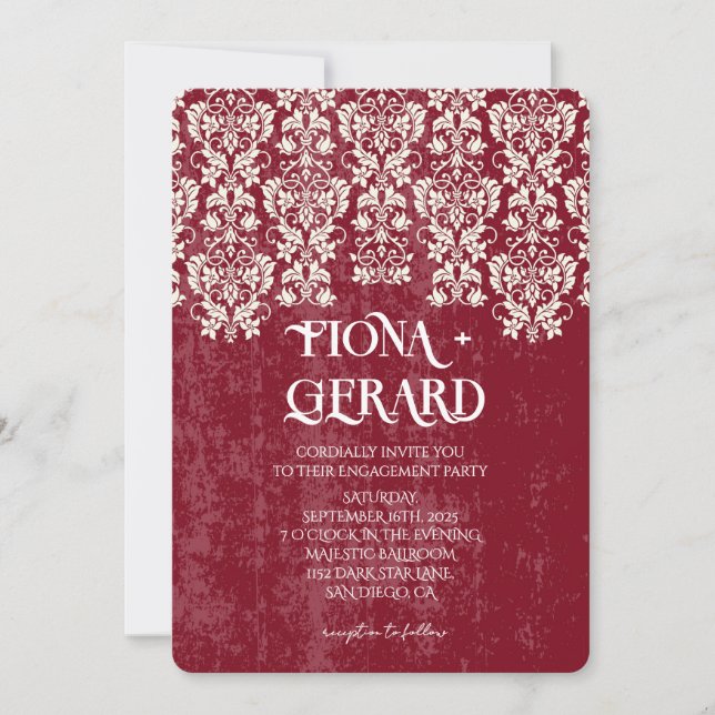 Elegant Glamor Lace Engagement Party Invitation Inbjudningar (Framsida)