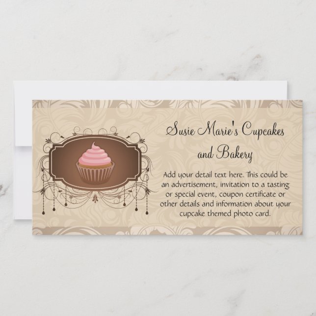 Elegant Glamor Mocha Damask Cupkaka Design (Framsida)