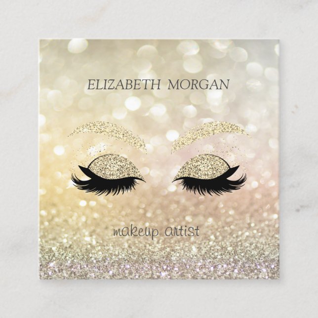 Elegant Glamoral Bokeh Glitter Faux Lash Fyrkantigt Visitkort (Framsida)
