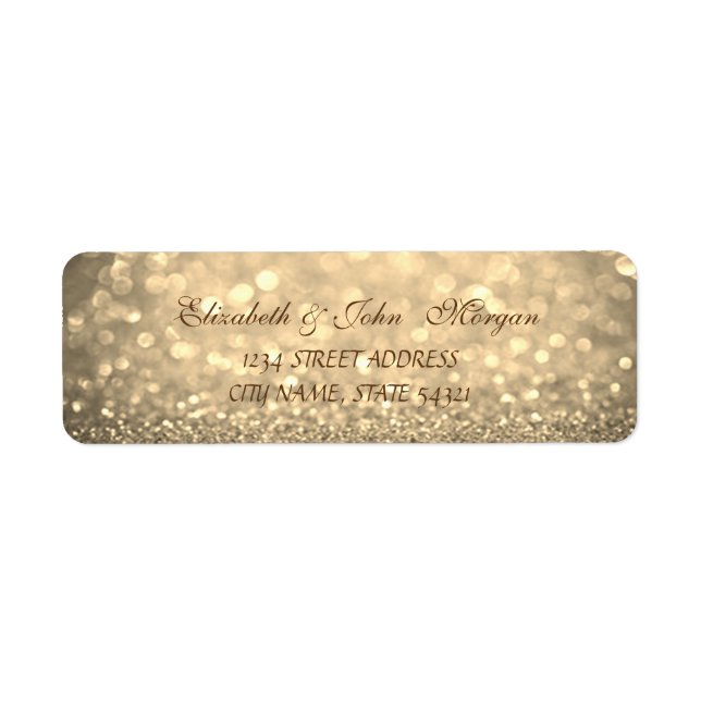 Elegant Glamoral Glittery Bokeh Address Label Returadress Etikett (Framsidan)