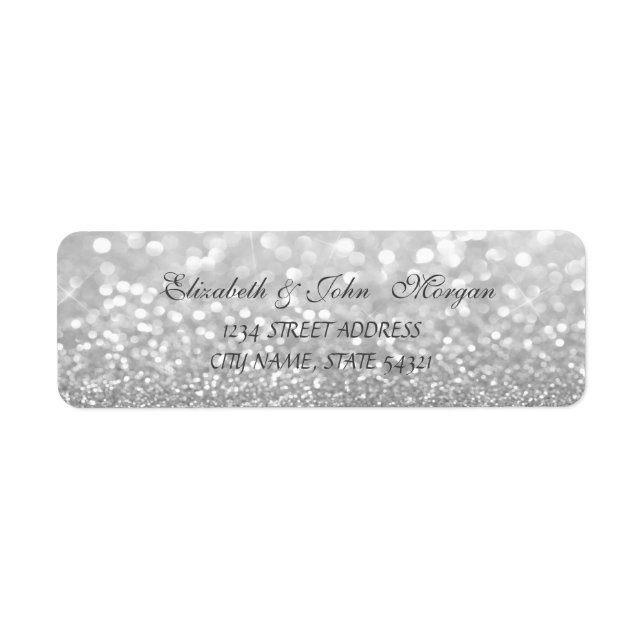 Elegant Glamoral Glittery Bokeh Address Label Returadress Etikett (Framsidan)