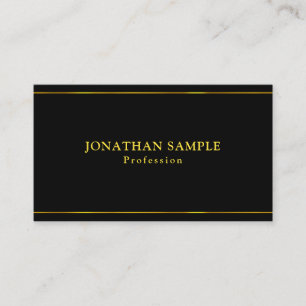 Elegant Glamoral Guld Rand Black Modern Plain Visitkort