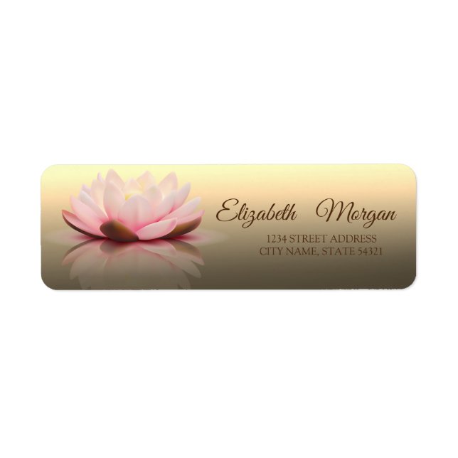 Elegant Glamoral Lotus Guld Address Label Returadress Etikett (Framsidan)