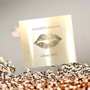 Elegant Glamorös Blank, Falskt Guld, Glittrande Lä Fyrkantigt Visitkort