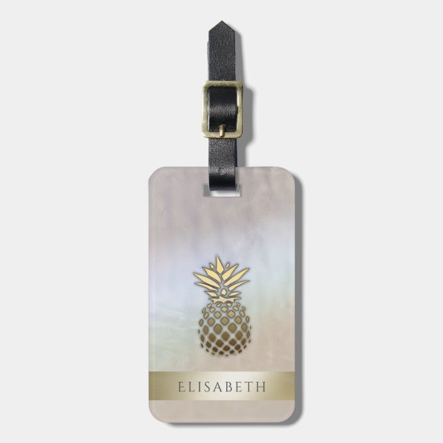 Elegant glamorös holografisk holografi av ananas g bagagebricka (Vertikal Framsida)