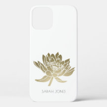 ELEGANT GLAMOROUS BLEK GOLD FOIL WHITE LOTUS