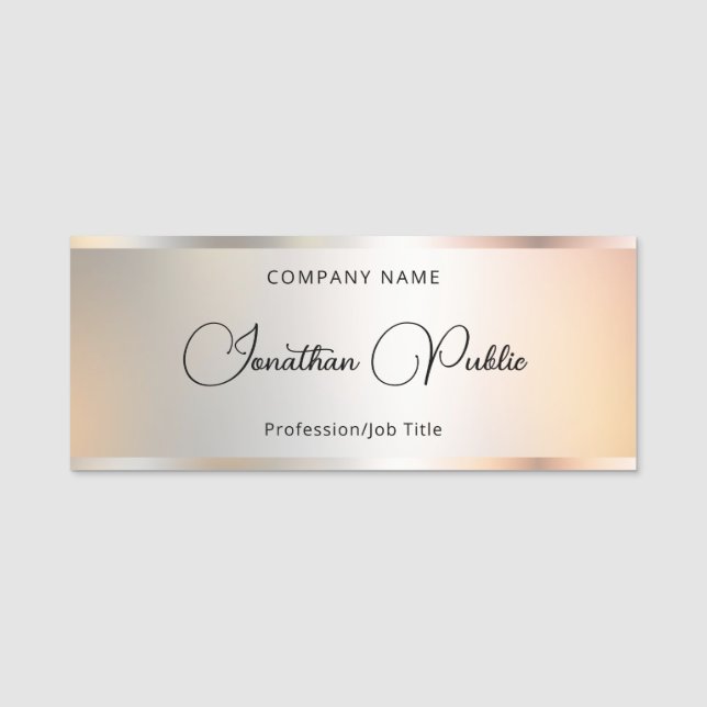 Elegant Glamour Silver Template Custom Calligraphy Namnbricka (Framsida)