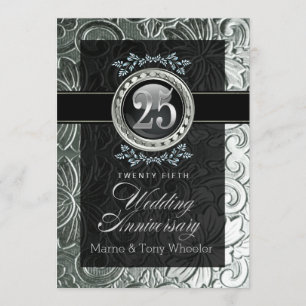 Elegant Glamour Skulptural Blomma 25-årsjubileum Inbjudningar