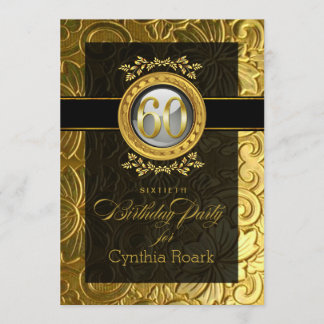 Elegant glamour utföra i relief 60th födelsedag inbjudningar