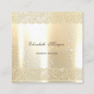 Elegant Glamourös Blank, Oäkta Guld, Spets Fyrkantigt Visitkort