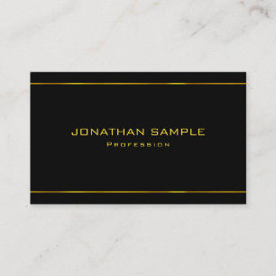 Elegant Glamous Modern Guld Stripe Black Plain Visitkort