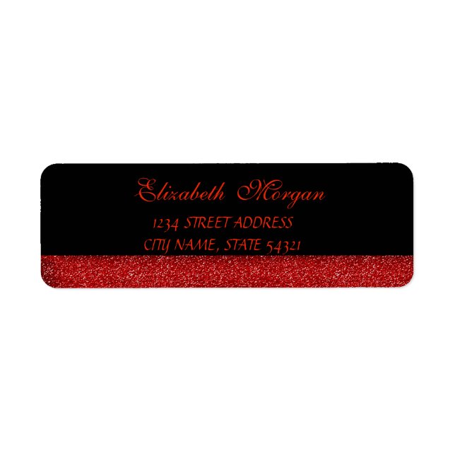 Elegant Glamous Red Glittery-adressetikett Returadress Etikett (Framsidan)