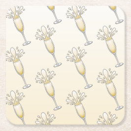 Elegant glänsande champagneflaska underlägg papper kvadrat