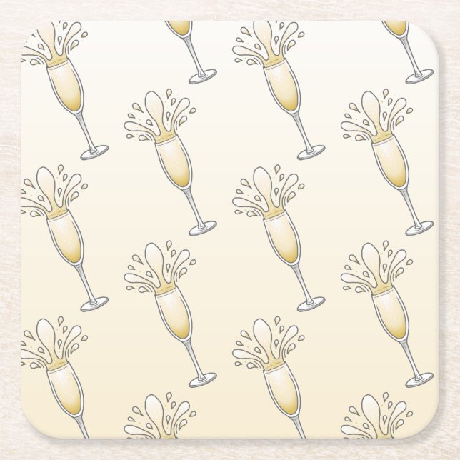 Elegant glänsande champagneflaska underlägg papper kvadrat (Framsidan)