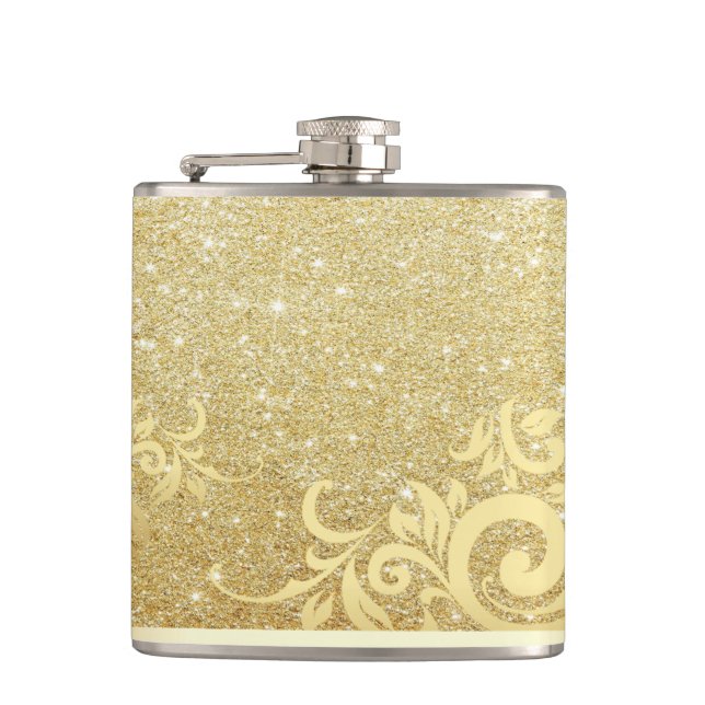 Elegant glänsande guldglitter, spets fickplunta (Framsidan)