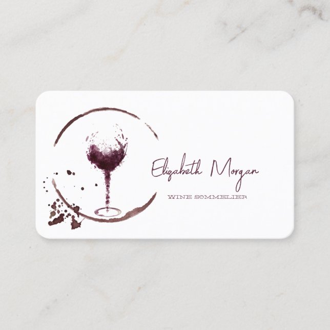 Elegant Glas Vin Stain Vin Watercolor Visitkort (Framsida)