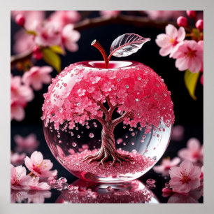 Elegant glasäpple med invecklad körsbärsblomma poster