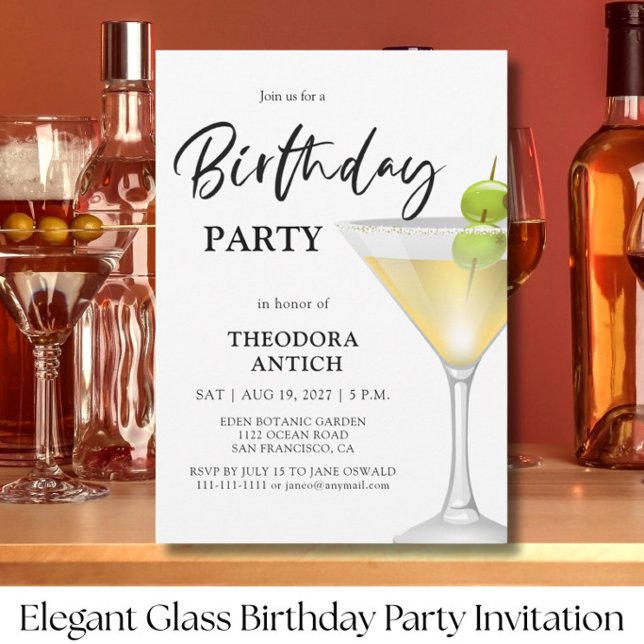 Elegant glasfödelsedagsfestinbjudan inbjudningar (Skapare uppladdad)