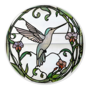 Elegant glasmålning art nouveau kolibri knopp