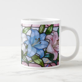 Elegant glasmålning Lila blomdesign i mjukt P Jumbo Mugg