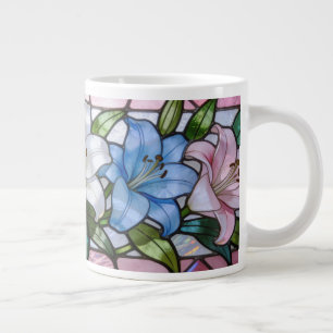 Elegant glasmålning Lila blomdesign i mjukt P Jumbo Mugg
