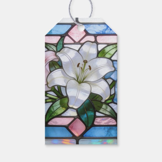 Elegant glasmålning Lila blomdesign i mjukt P Presentetikett (Framsidan)