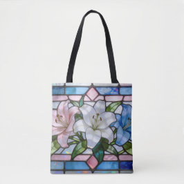 Elegant glasmålning Lila blomdesign i mjukt P Tygkasse