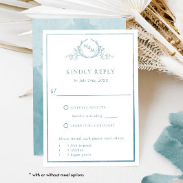 Elegant Glasmonogram och OSA av vattenfärg Kort