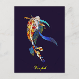 Elegant Glass Koi Fish Modern Fine Art Postcard Vykort