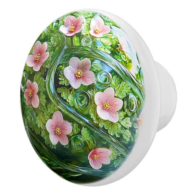 Elegant Glass Orb Pink Flowers Greenery  Knopp (Höger)