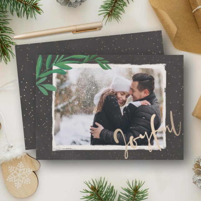 Elegant Glatt på svart julfoto Julkort (Skapare uppladdad)