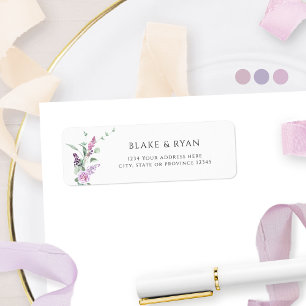 Elegant Glatt Pastel Blommigt Bröllop Adress Returadress Etikett