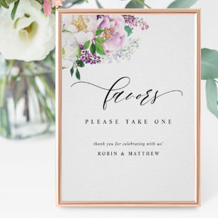 Elegant Glatt Pastel Blommigt Bröllopsförmånstecke Poster