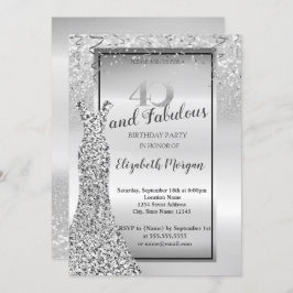 Elegant Glitter, 40:e födelsedag Party Inbjudningar