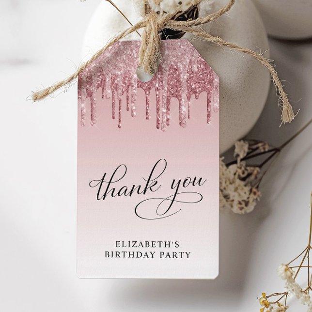 Elegant Glitter 50:e Födelsedagsfestens Tack Presentetikett (Skapare uppladdad)