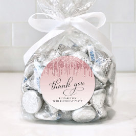 Elegant Glitter 50:e Födelsedagsfestens Tack Runt Klistermärke