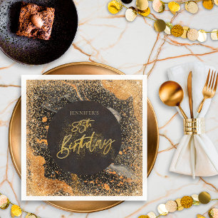 Elegant Glitter 85:e Svart och Guld-födelsedag Pappersservett