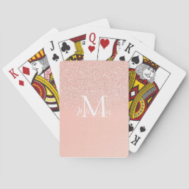 Elegant glitter baby rosa monogram namn minimal casinokort