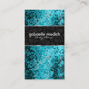 Elegant Glitter, blå Grönt, metallisk sekvens 2 Visitkort