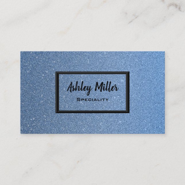 Elegant glitter blå himmel visitkort (Framsida)