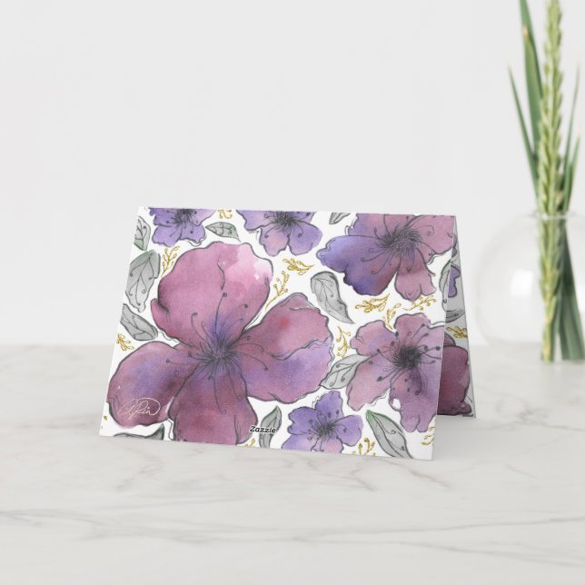 Elegant Glitter Blommigt Birthday Tack Kort (Baksida)