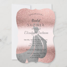 Elegant Glitter Bokeh, Bröllopsduschklänning Inbjudningar