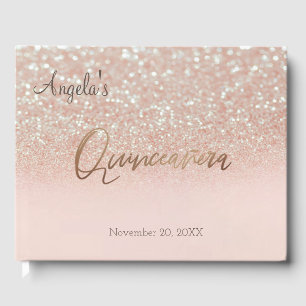 Elegant Glitter Bokeh Ombre Quinceañera Gästböcker