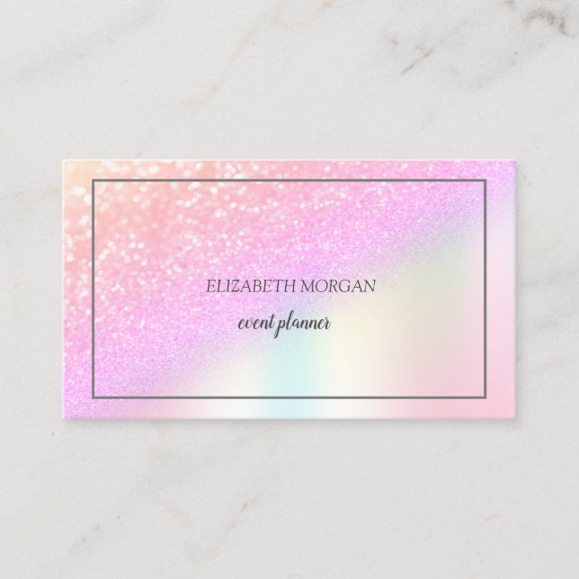 Elegant Glitter bokeh Ombre,Ram Holografi Visitkort (Framsida)