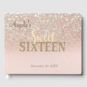 Elegant glitter bokeh ombre, sött 16 gästböcker