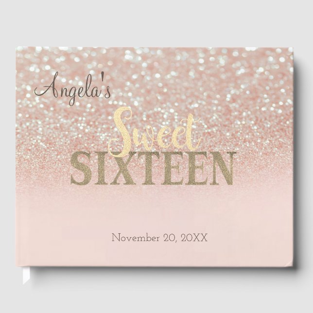 Elegant glitter bokeh ombre, sött 16 gästböcker (Framsida)