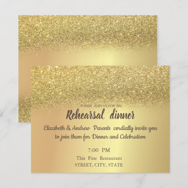 Elegant Glitter bokeh Rehearsal Dinner Inbjudningar (Fram/baksida)