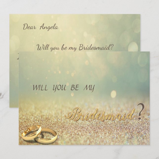 Elegant Glitter Bokeh,Ringar Bridesmaid Card Inbjudningar (Fram/baksida)