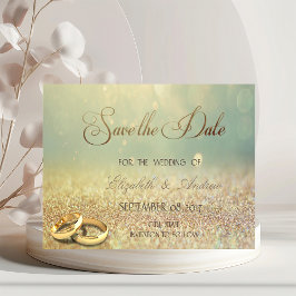 Elegant Glitter Bokeh, Ringar Bröllop Spara datume Datumet