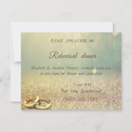 Elegant Glitter Bokeh,Ringar Weddi Rehearsal Midda Inbjudningar